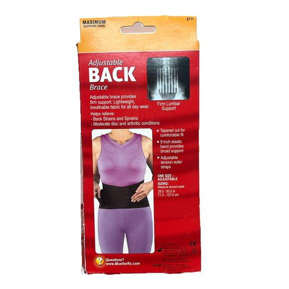 NEW Mueller Adjustable Back Brace, Black, One Size, Adjustable, 6711 - Picture 2 of 8
